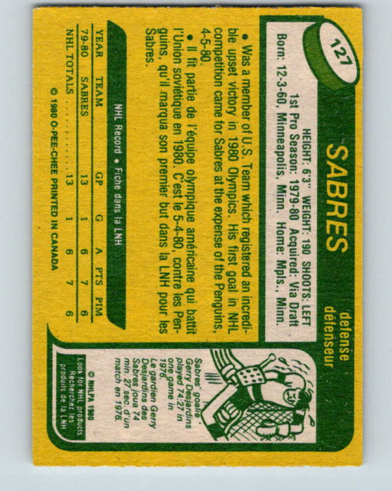 1980-81 O-Pee-Chee #127 Mike Ramsey OLY  RC Rookie Buffalo Sabres  V38298