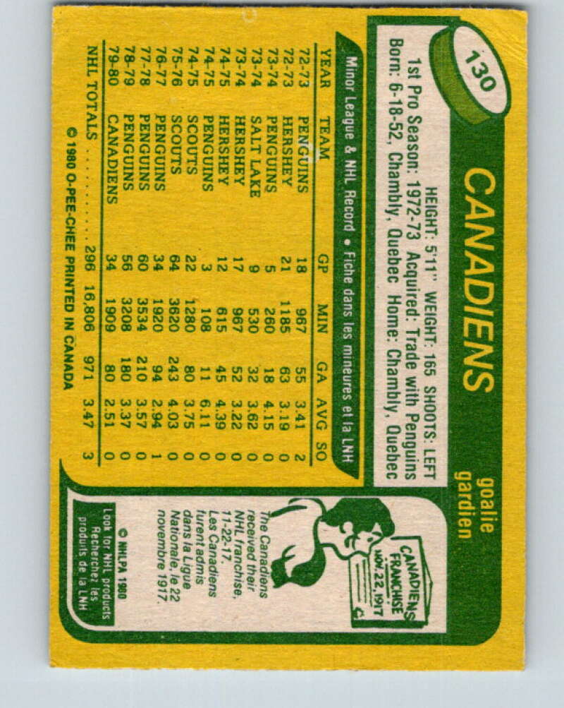 1980-81 O-Pee-Chee #130 Denis Herron  Montreal Canadiens  V38312