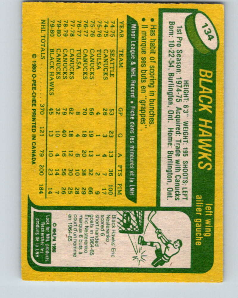 1980-81 O-Pee-Chee #134 Ron Sedlbauer  Chicago Blackhawks  V38357