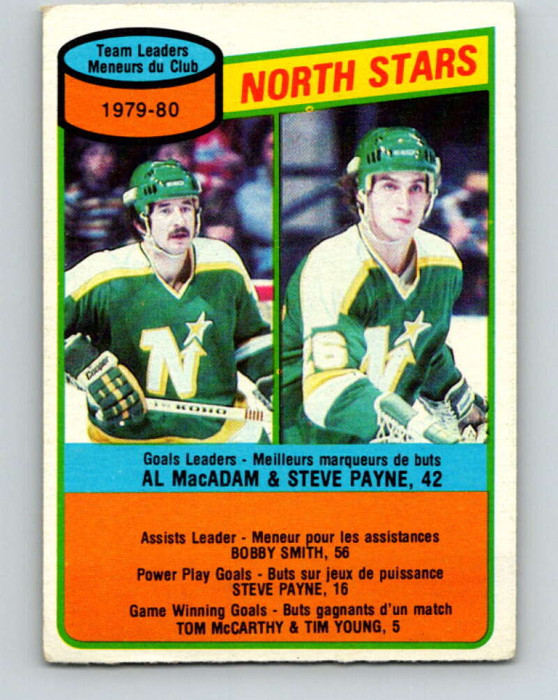 1980-81 O-Pee-Chee #139 Al MacAdam/Steve Payne TL  Minnesota North Stars  V38412