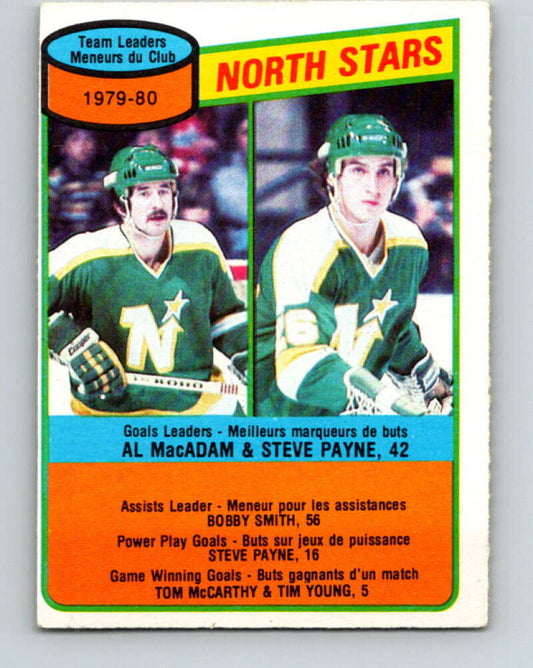 1980-81 O-Pee-Chee #139 Al MacAdam/Steve Payne TL  Minnesota North Stars  V38417