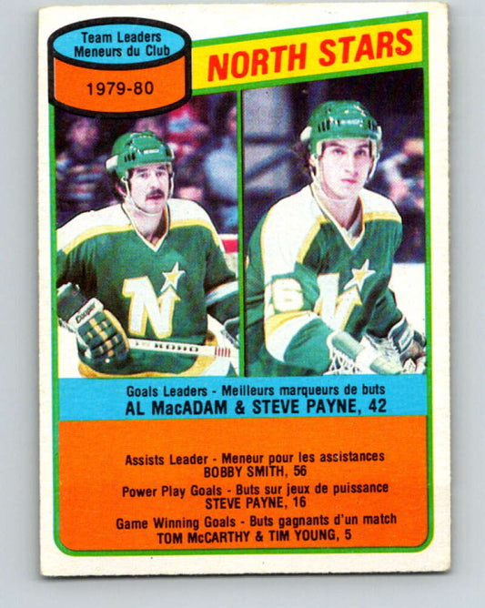 1980-81 O-Pee-Chee #139 Al MacAdam/Steve Payne TL  Minnesota North Stars  V38418
