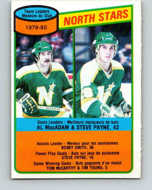 1980-81 O-Pee-Chee #139 Al MacAdam/Steve Payne TL  Minnesota North Stars  V38421