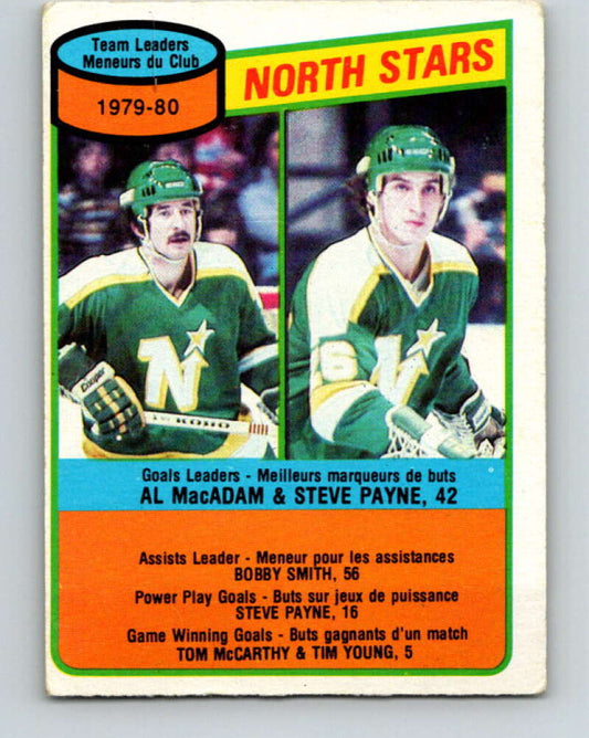 1980-81 O-Pee-Chee #139 Al MacAdam/Steve Payne TL  Minnesota North Stars  V38422