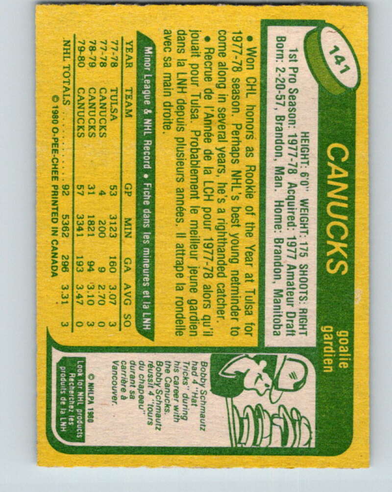 1980-81 O-Pee-Chee #141 Glen Hanlon  Vancouver Canucks  V38427