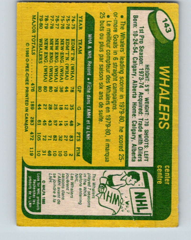 1980-81 O-Pee-Chee #143 Mike Rogers  Hartford Whalers  V38452