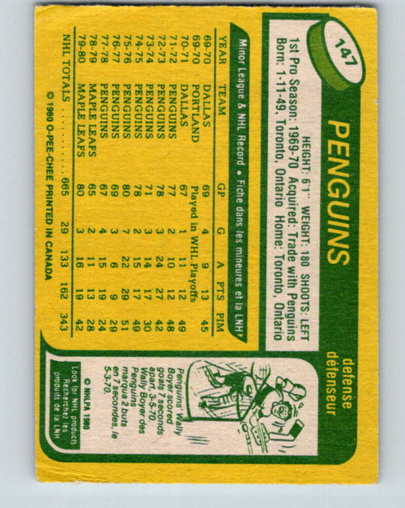 1980-81 O-Pee-Chee #147 Dave Burrows  Pittsburgh Penguins  V38491