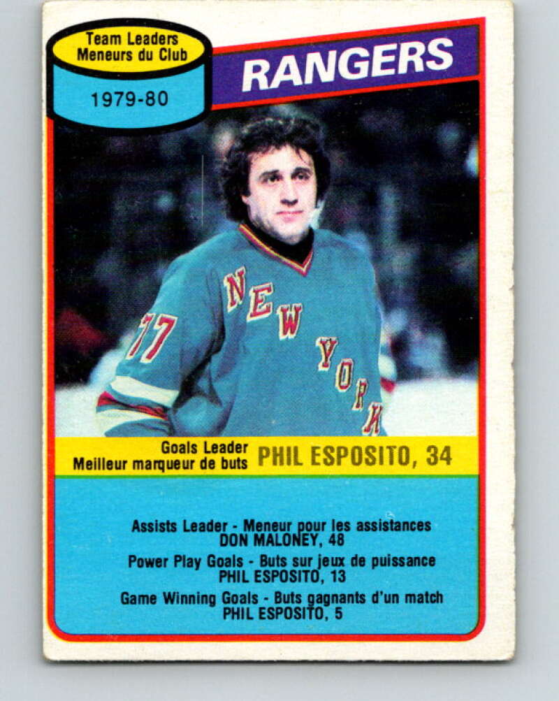 1980-81 O-Pee-Chee #149 Phil Esposito TL  New York Rangers  V38516