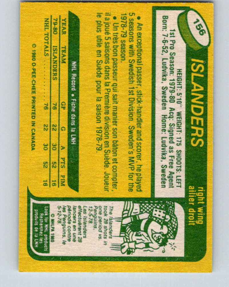 1980-81 O-Pee-Chee #156 Anders Kallur  RC Rookie New York Islanders  V38588