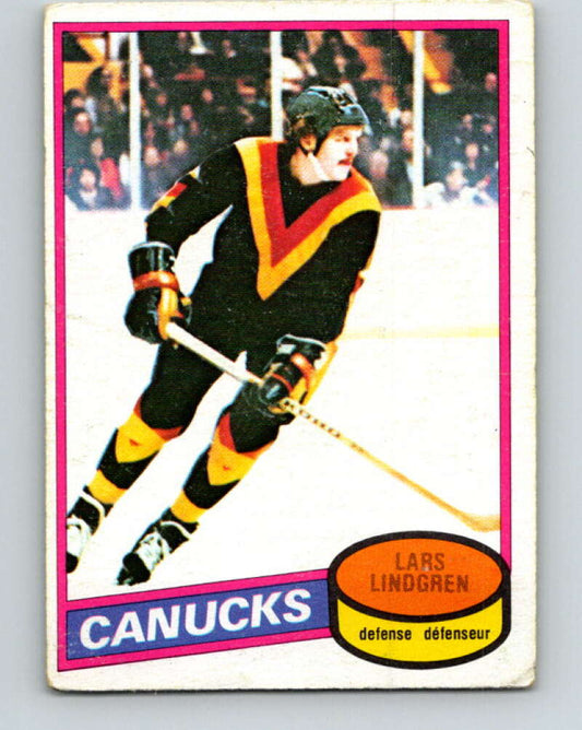 1980-81 O-Pee-Chee #177 Lars Lindgren  RC Rookie Vancouver Canucks  V38774