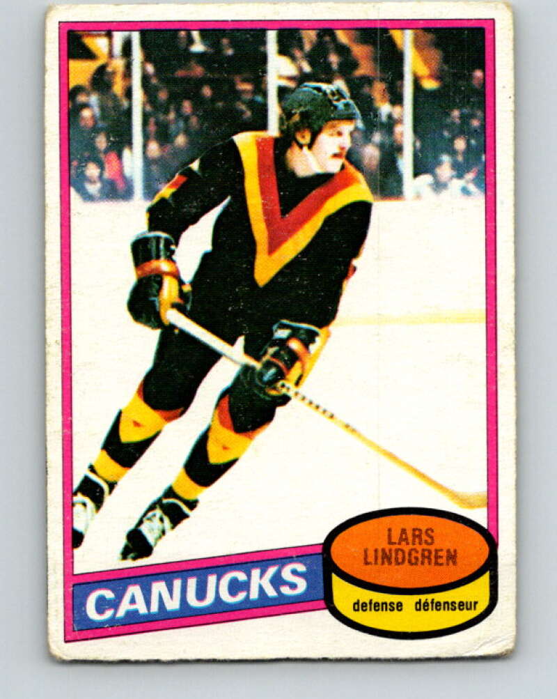 1980-81 O-Pee-Chee #177 Lars Lindgren  RC Rookie Vancouver Canucks  V38775