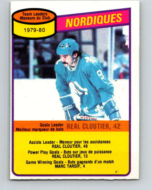 1980-81 O-Pee-Chee #238 Real Cloutier TL  Quebec Nordiques  V39483