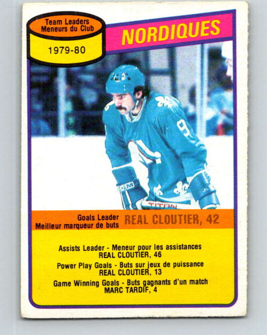 1980-81 O-Pee-Chee #238 Real Cloutier TL  Quebec Nordiques  V39490