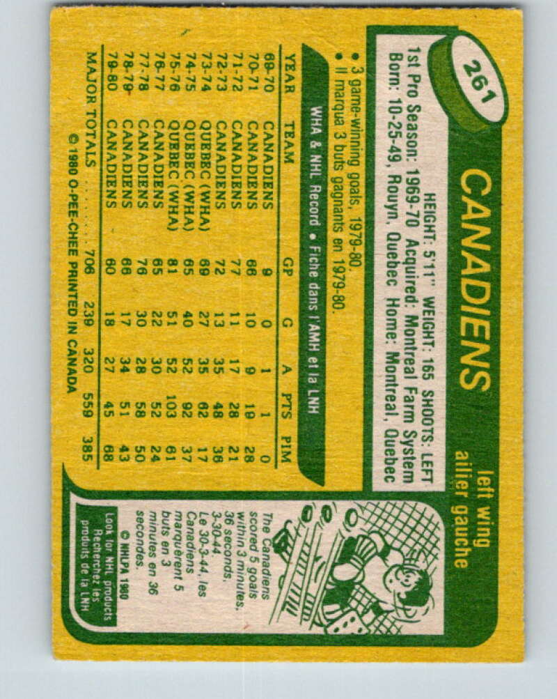 1980-81 O-Pee-Chee #261 Rejean Houle  Montreal Canadiens  V39707