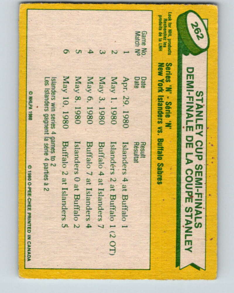 1980-81 O-Pee-Chee #262 Stanley Cup Semifinals  New York Islanders/Buffalo Sabres  V39722