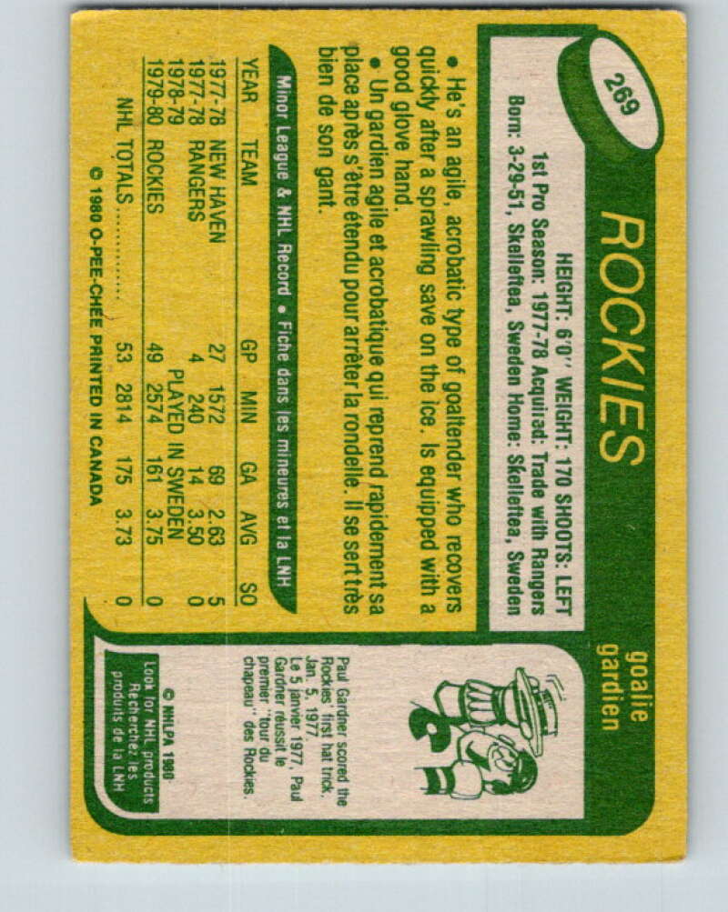 1980-81 O-Pee-Chee #269 Hardy Astrom  RC Rookie Colorado Rockies  V39789