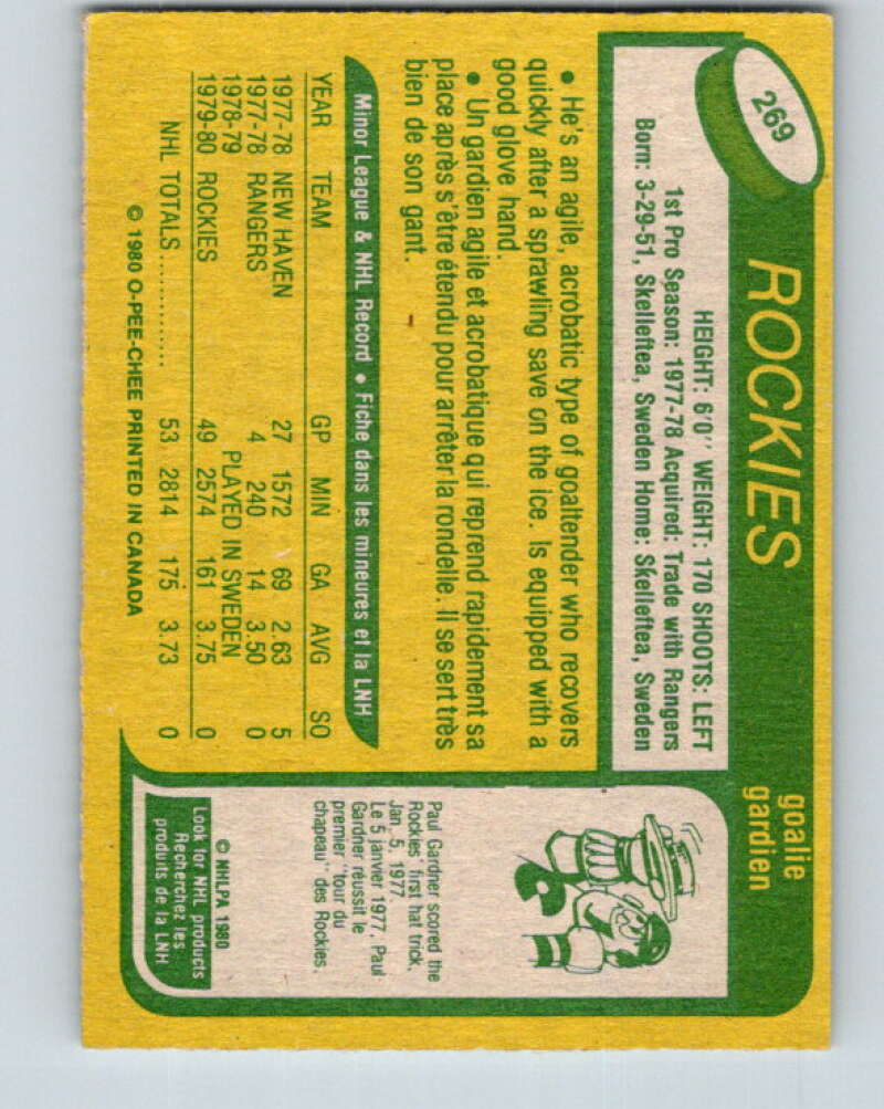 1980-81 O-Pee-Chee #269 Hardy Astrom  RC Rookie Colorado Rockies  V39796