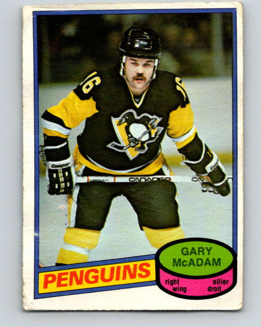 1980-81 O-Pee-Chee #288 Gary McAdam  Pittsburgh Penguins  V39989