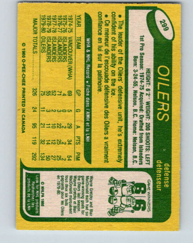 1980-81 O-Pee-Chee #299 Pat Price  Edmonton Oilers  V40116