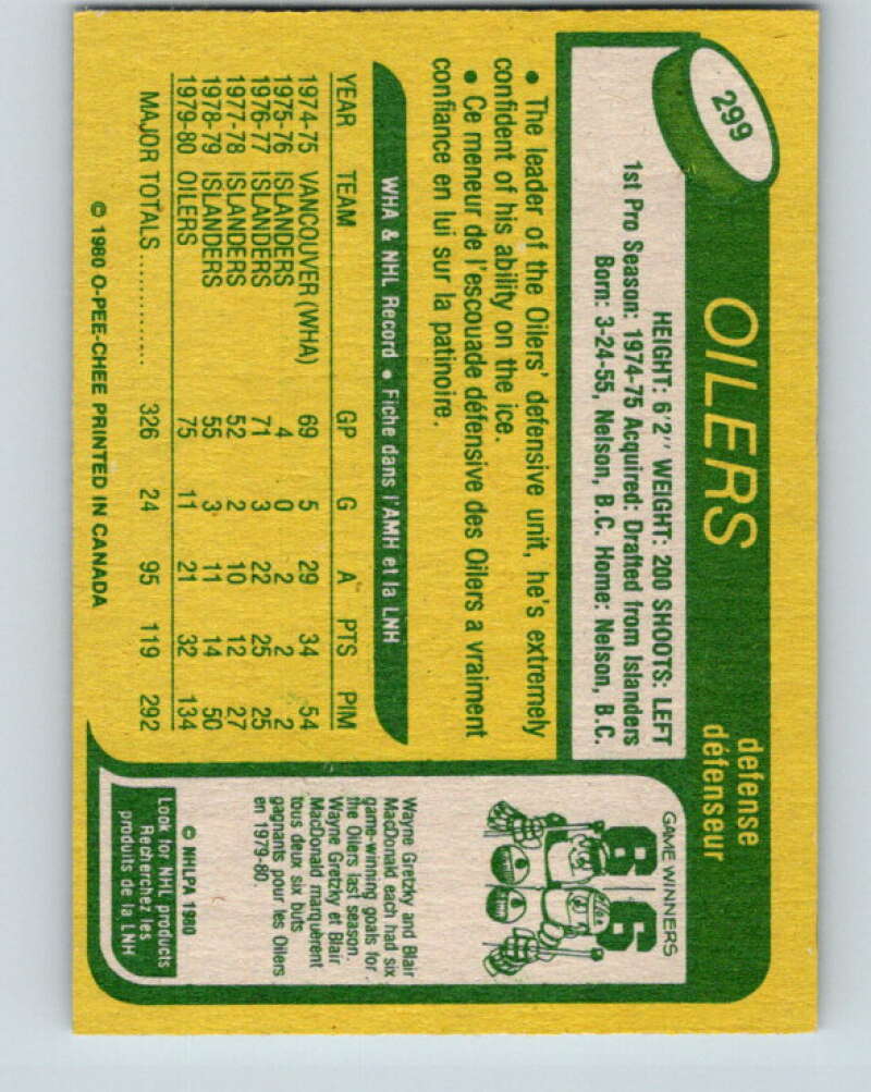 1980-81 O-Pee-Chee #299 Pat Price  Edmonton Oilers  V40117