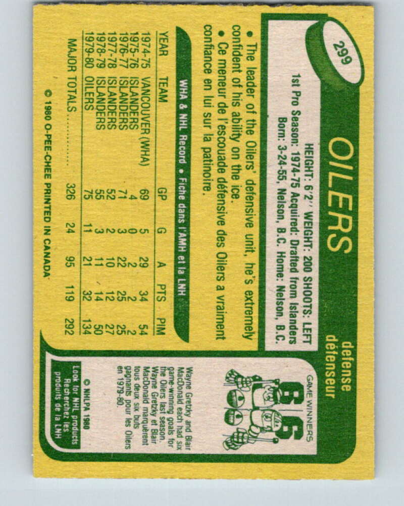 1980-81 O-Pee-Chee #299 Pat Price  Edmonton Oilers  V40124