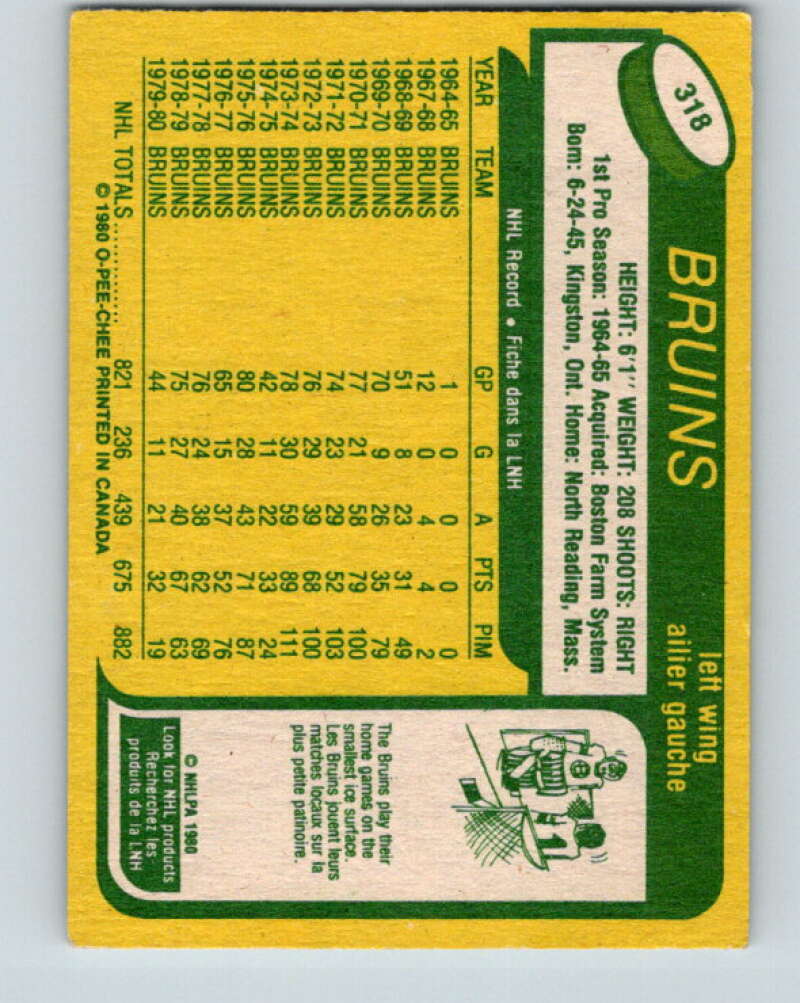 1980-81 O-Pee-Chee #318 Wayne Cashman  Boston Bruins  V40309