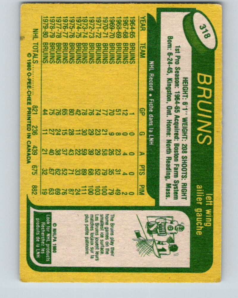 1980-81 O-Pee-Chee #318 Wayne Cashman  Boston Bruins  V40311