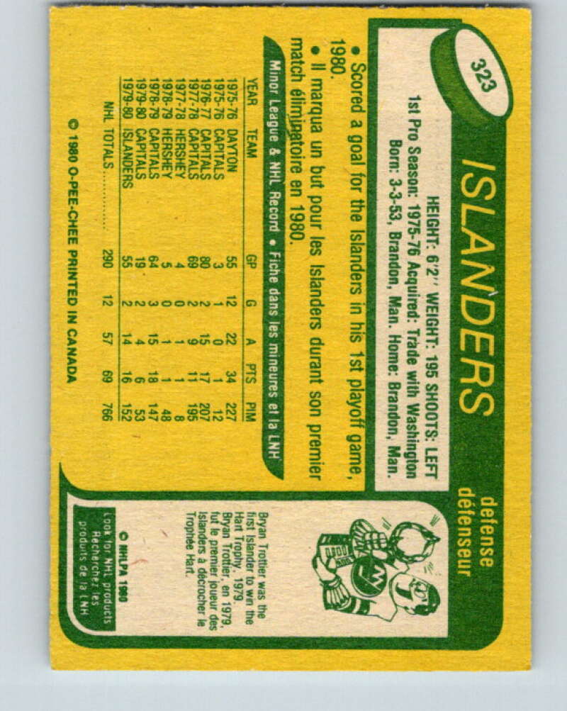 1980-81 O-Pee-Chee #323 Gord Lane  New York Islanders  V40364