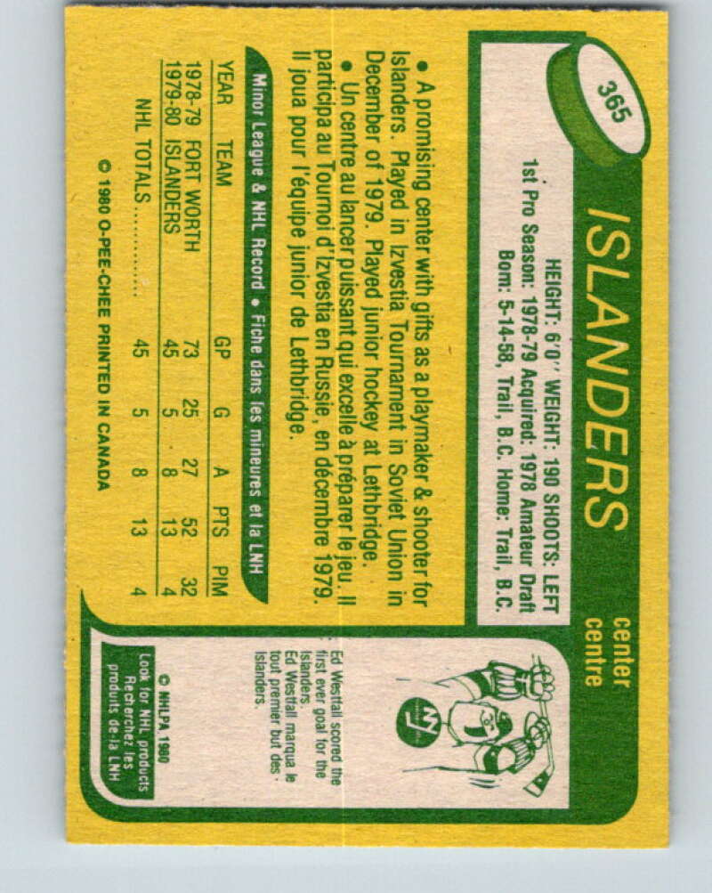 1980-81 O-Pee-Chee #365 Steve Tambellini  RC Rookie New York Islanders  V40753