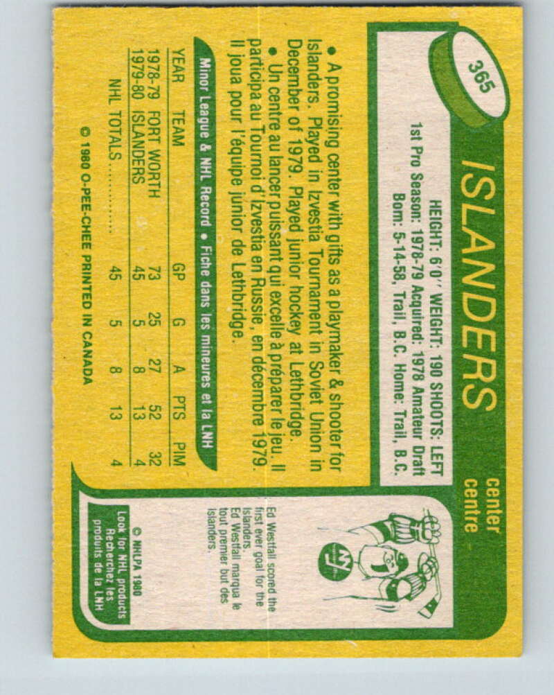 1980-81 O-Pee-Chee #365 Steve Tambellini  RC Rookie New York Islanders  V40754
