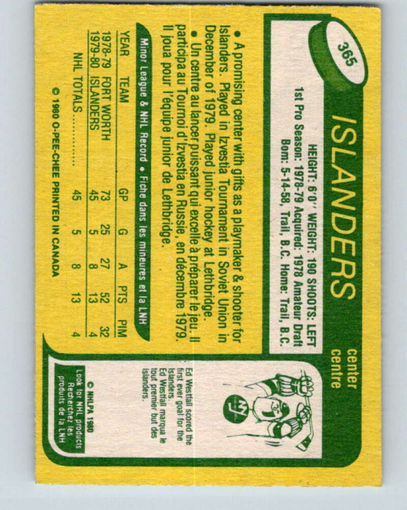 1980-81 O-Pee-Chee #365 Steve Tambellini  RC Rookie New York Islanders  V40755