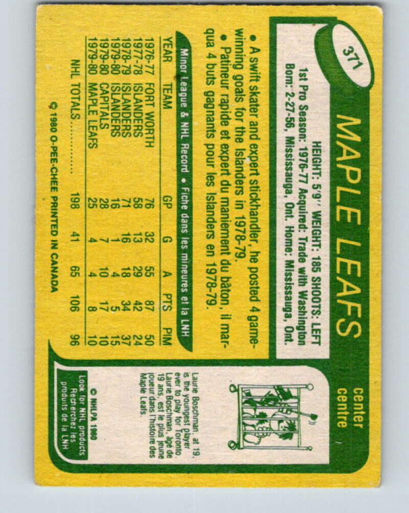 1980-81 O-Pee-Chee #371 Mike Kaszycki  Toronto Maple Leafs  V40817