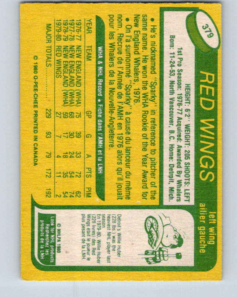1980-81 O-Pee-Chee #379 George Lyle  RC Rookie Detroit Red Wings  V40902
