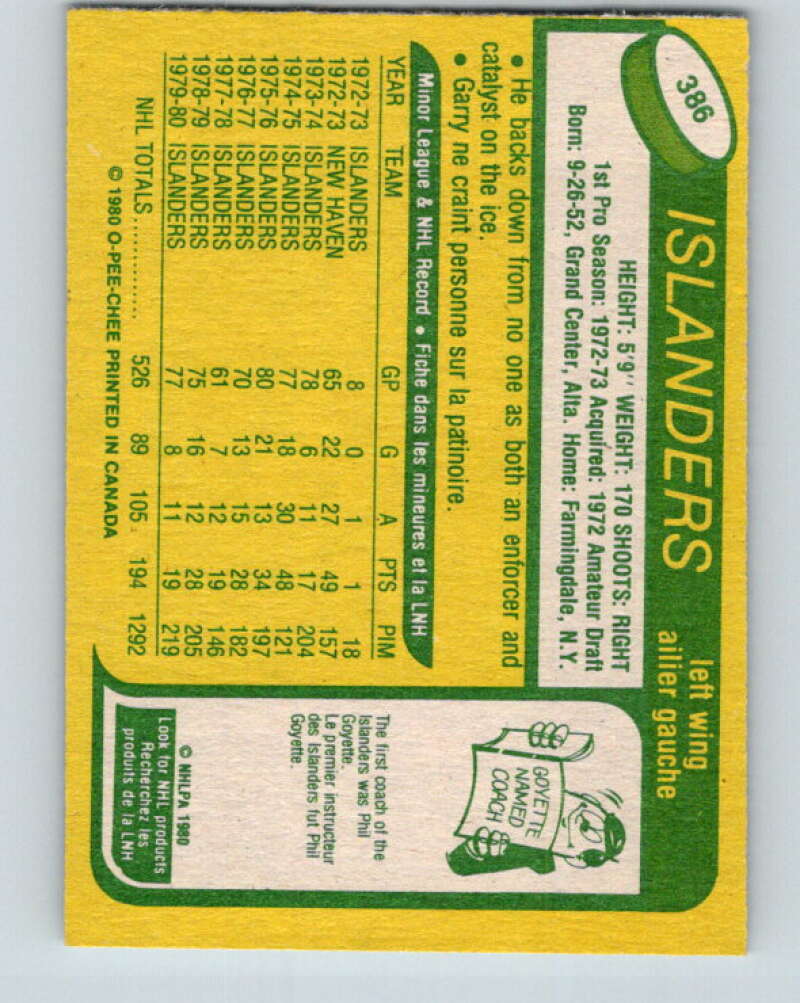 1980-81 O-Pee-Chee #386 Garry Howatt  New York Islanders  V40976