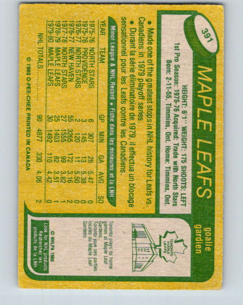 1980-81 O-Pee-Chee #391 Paul Harrison  Toronto Maple Leafs  V41025