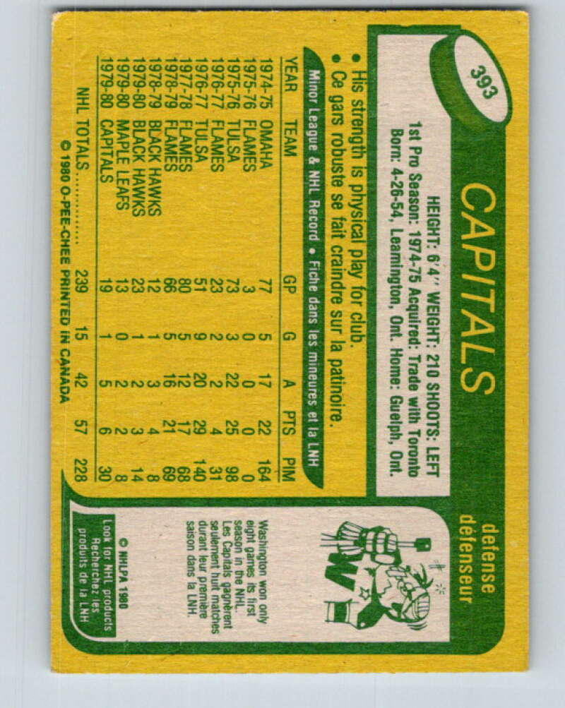 1980-81 O-Pee-Chee #393 Pat Ribble  Washington Capitals  V41051