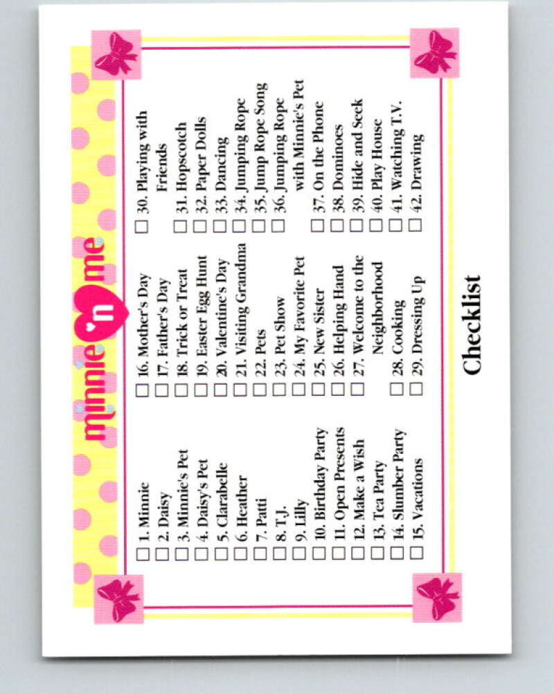 1991 Impel Disney Minnie 'n Me #159 Checklist V41601