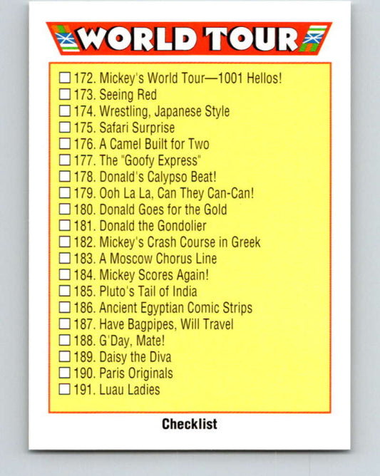 1991 Impel Walt Disney #210 World Tour Checklist   V42036