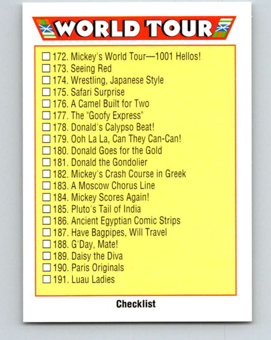 1991 Impel Walt Disney #210 World Tour Checklist   V42038