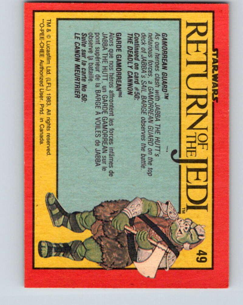 1983 OPC Star Wars Return Of The Jedi #49 Gamorrean Guard   V42365