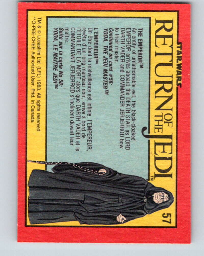 1983 OPC Star Wars Return Of The Jedi #57 The Emperor   V42403