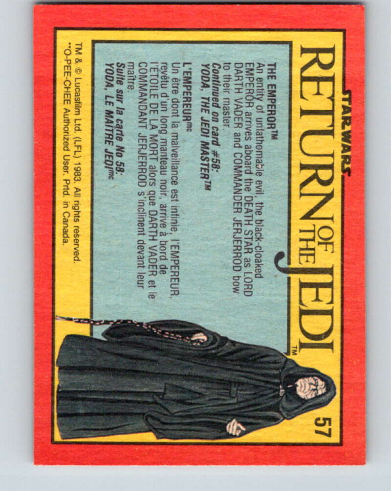 1983 OPC Star Wars Return Of The Jedi #57 The Emperor   V42405