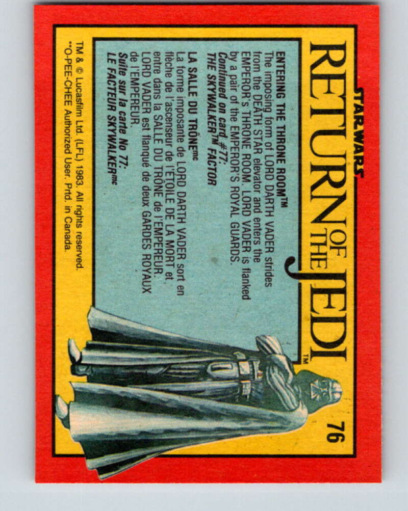 1983 OPC Star Wars Return Of The Jedi #76 Entering the Throne Room   V42490