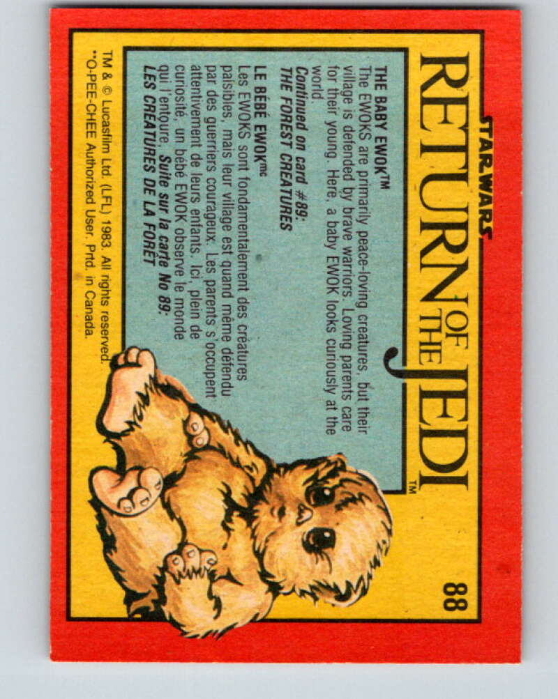 1983 OPC Star Wars Return Of The Jedi #88 The Baby Ewok   V42535