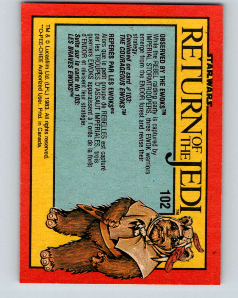 1983 OPC Star Wars Return Of The Jedi #102 Observed by the Ewoks   V42598