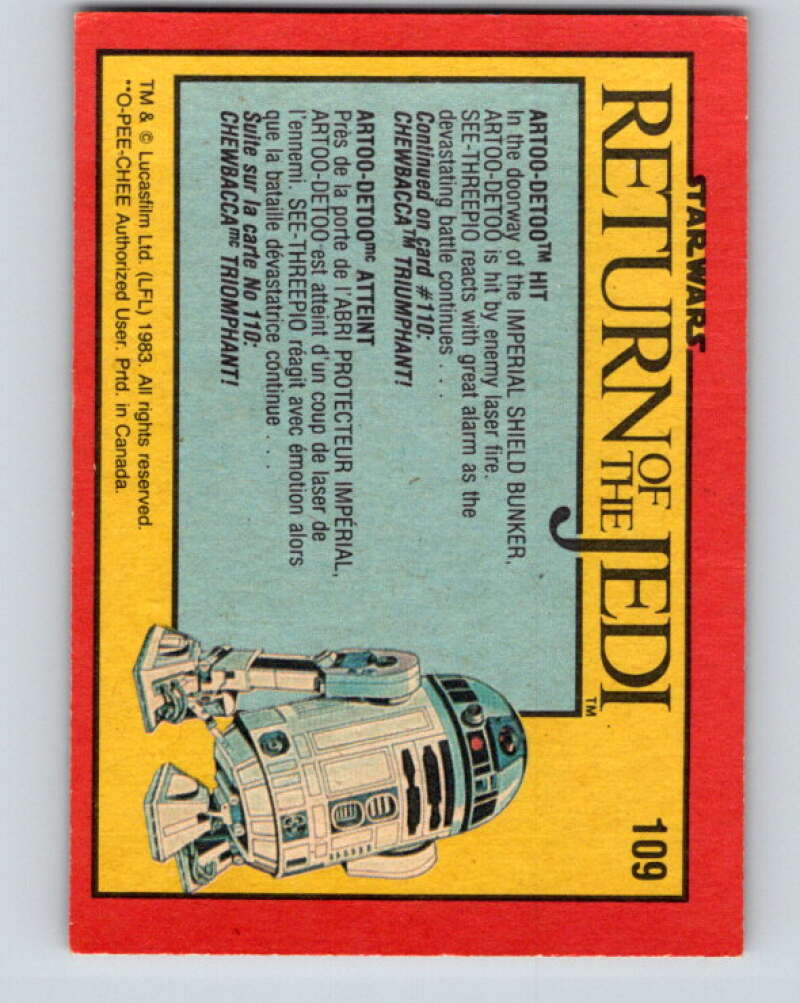 1983 OPC Star Wars Return Of The Jedi #109 Artoo-Detoo Hit   V42626