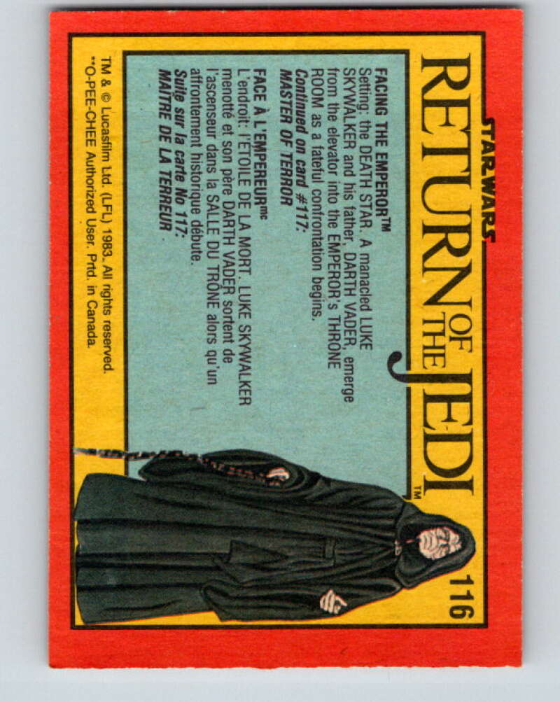 1983 OPC Star Wars Return Of The Jedi #116 Facing the Emperor   V42660