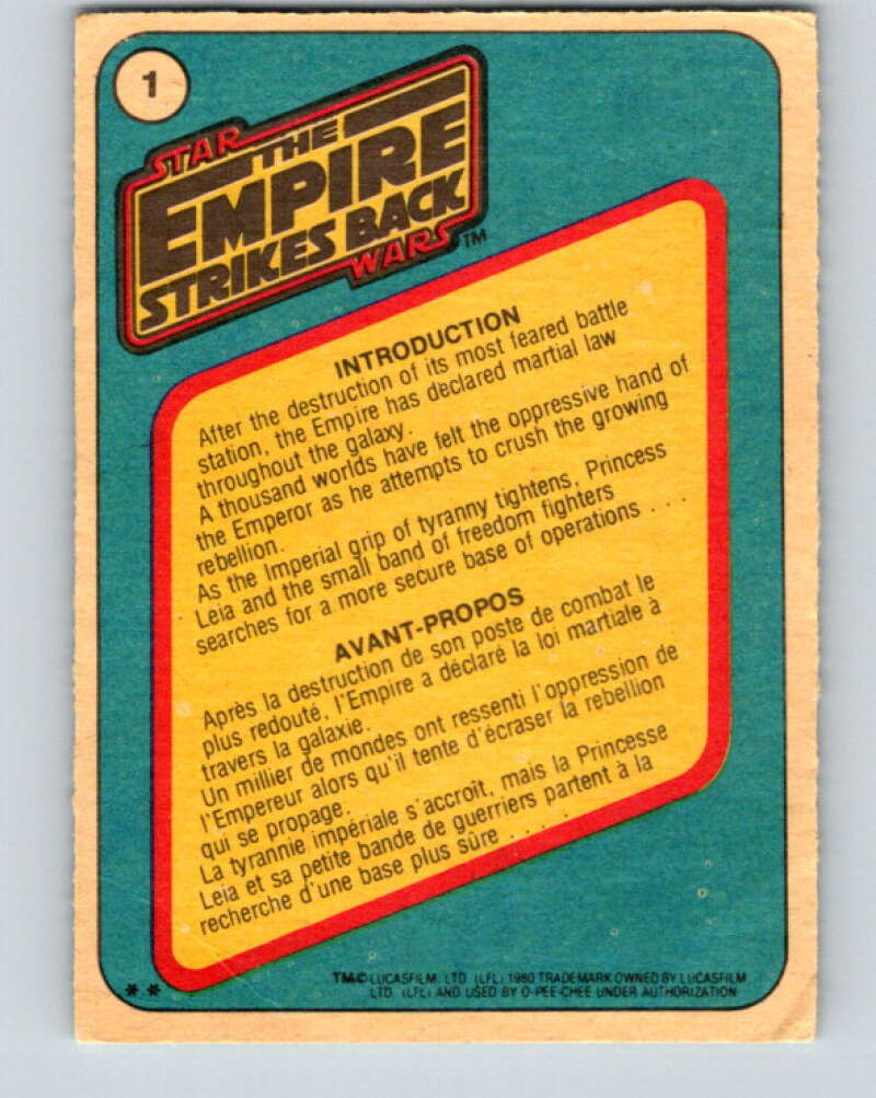 1980 OPC The Empire Strikes Back #1 Introduction   V42738