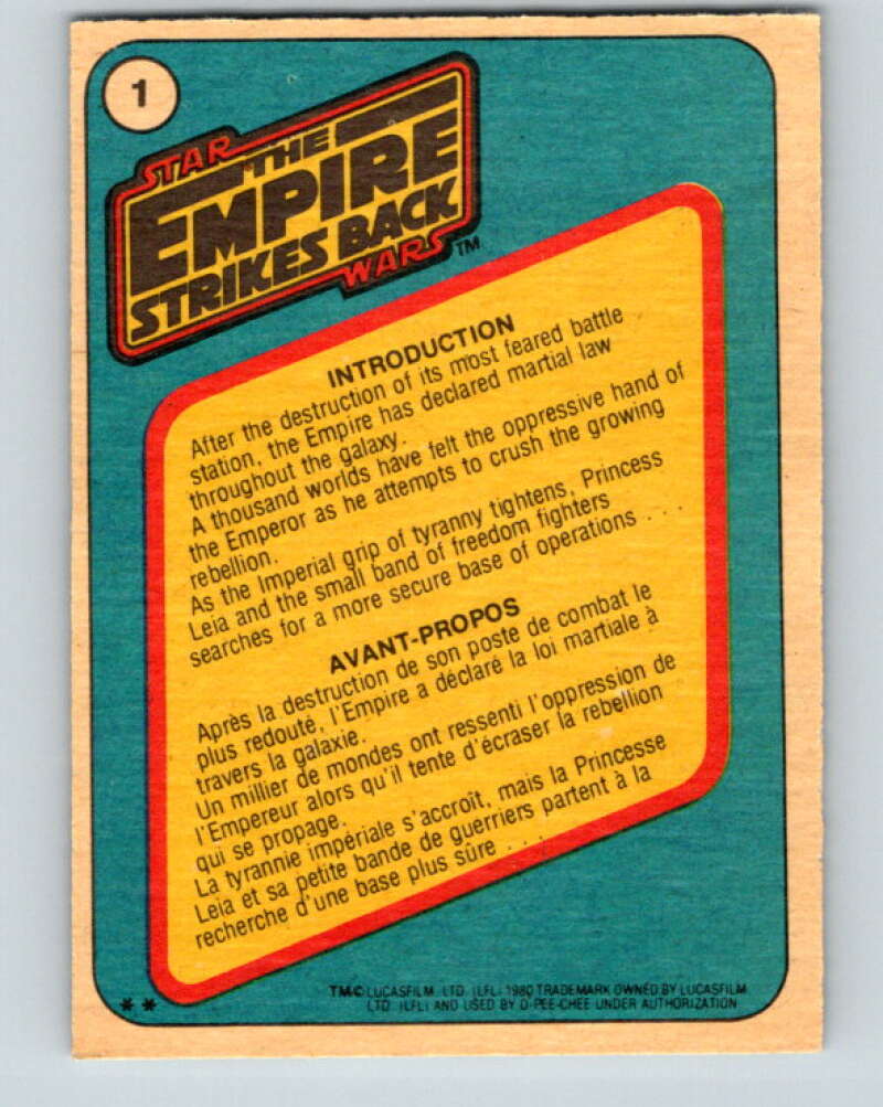 1980 OPC The Empire Strikes Back #1 Introduction   V42739