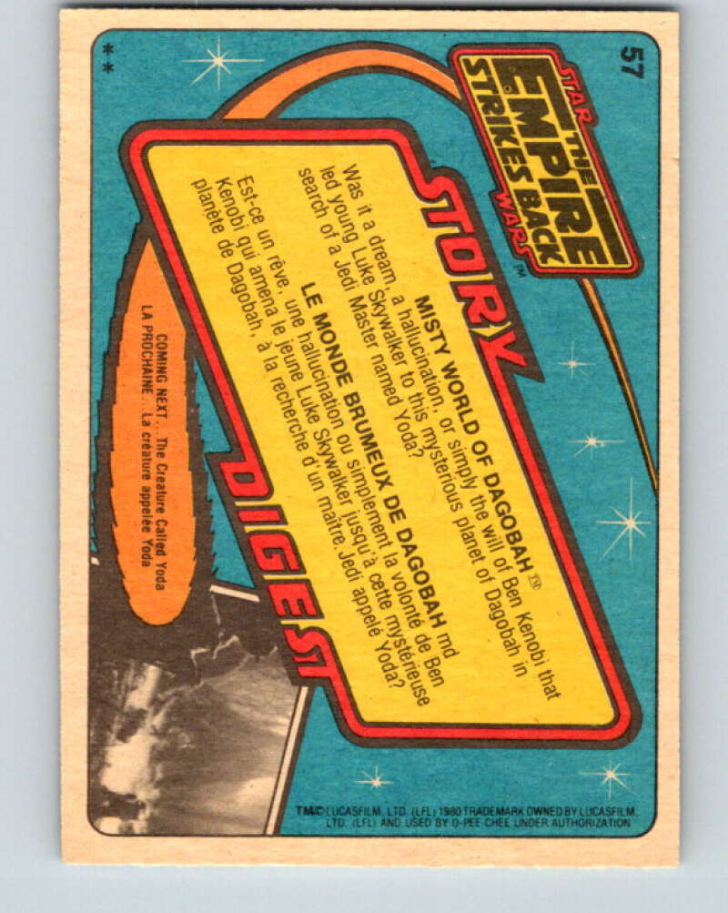 1980 OPC The Empire Strikes Back #57 Misty World of Dagobah   V42909